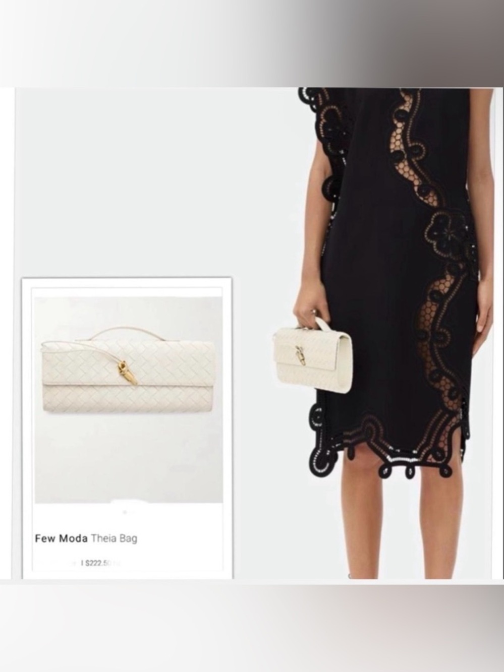 Woven White Leather Crossbody Bag with Top Handle - Picture 7 of 7